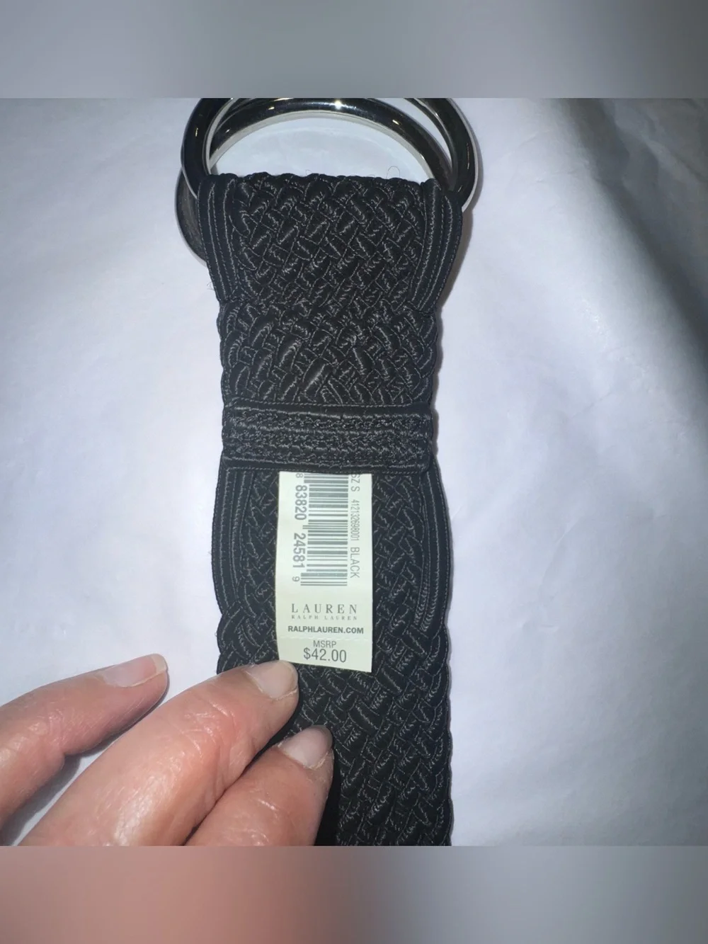 Lauren/Ralph Lauren Black Braided Belt w/Double Ring Buckle Women’s Small